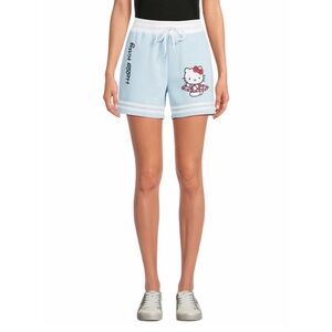 Hello Kitty Light Blue Athletic Lounge Shorts with White Trim, Size L